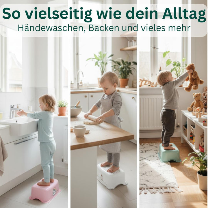 Tritthocker Kinder Wal Blau - Kindertritt Waschbecken stabil und rutschfest - Toilettenhocker Kinder