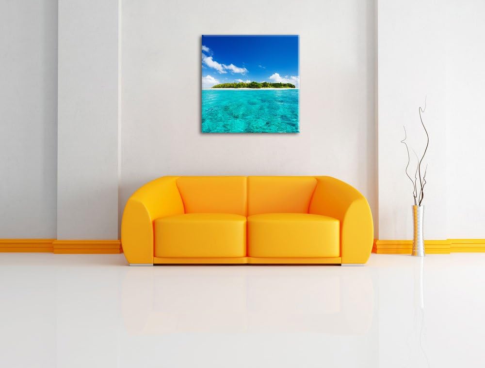 Traumhafte Insel, Format: 70x70 auf Leinwand, XXL riesige Bilder fertig gerahmt mit Keilrahmen, Kuns
