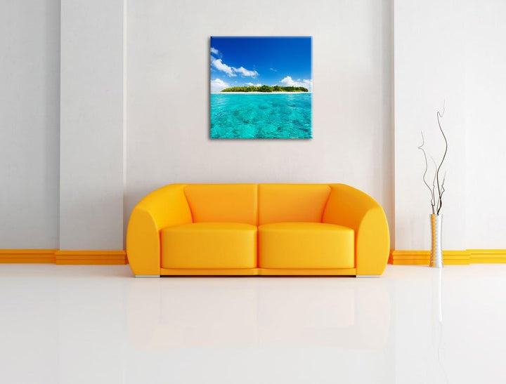 Traumhafte Insel, Format: 70x70 auf Leinwand, XXL riesige Bilder fertig gerahmt mit Keilrahmen, Kuns