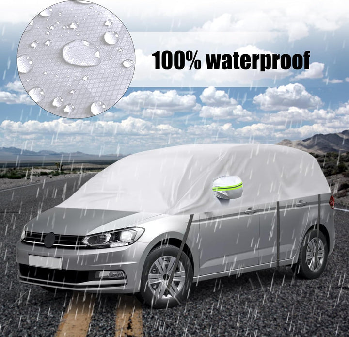 Autoabdeckung Wasserdicht Ersatz für VW Touran 2015-2024, Sonnenfest Hälfte Autoabdeckung, Halbgarag