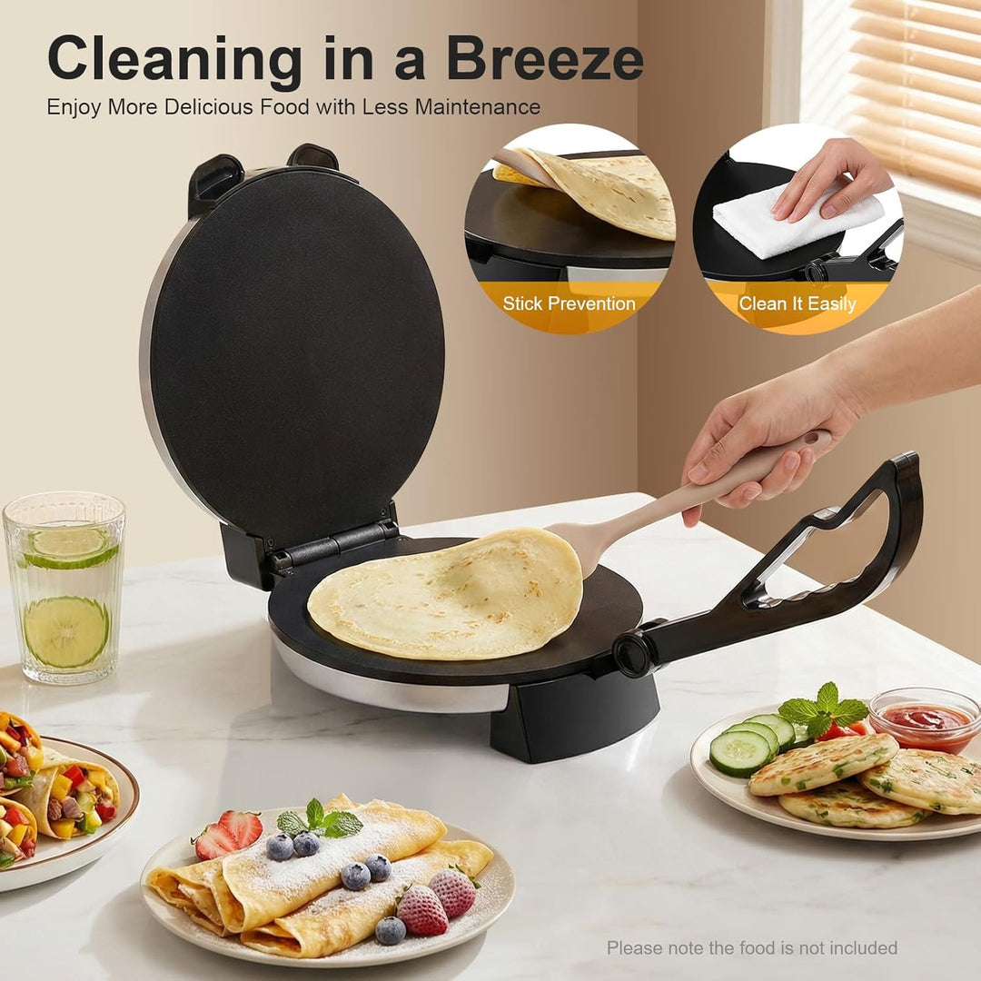 Roti Maker Edelstahl Tortilla Presse 1800W Chapati Roti Maker mit Antihaftbeschichtung Temperatur Ei