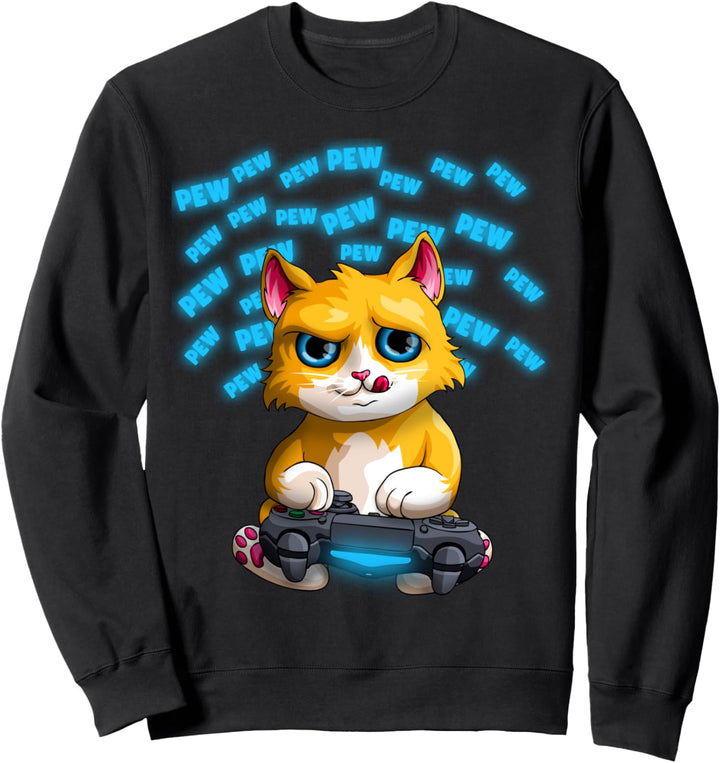 Pew Gamer Katze Lustiges pewpewPew Video Gaming Kitty Sweatshirt