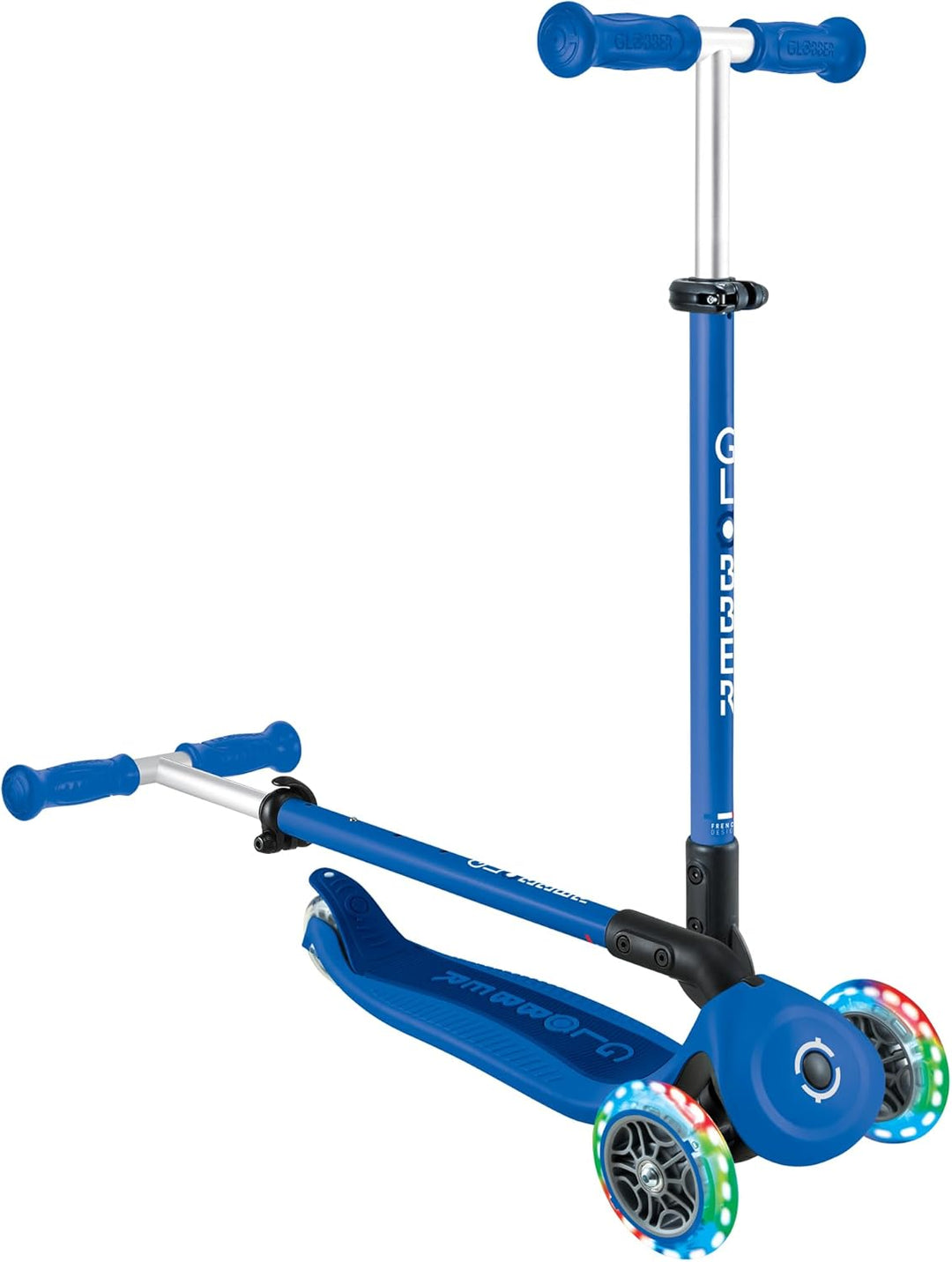 GLOBBER GO-UP Active Lights – 3 in 1 Dreirad, Laufrad und Scooter, 120/80 mm, 3-rädrig, höhenverstel
