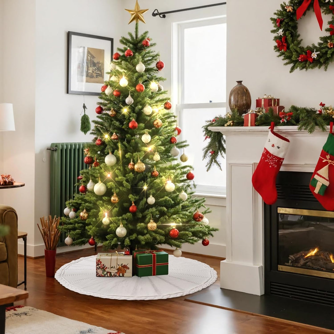 Lanpn Weihnachtsbaum Decke 90cm Christbaumdecke Gross Gestrickter Weihnachtsbaum Röcke Rund Tannenba