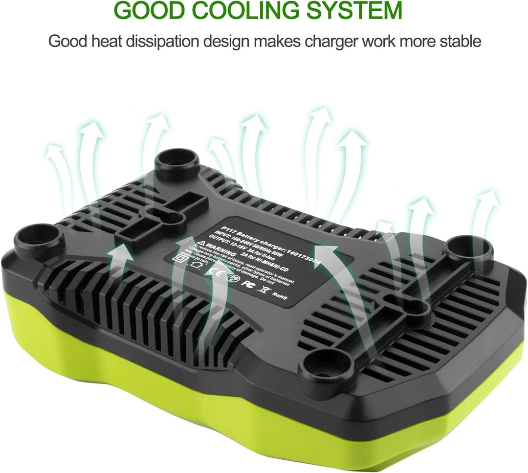 Gooality Ersatz P117 Ladegerät für Ryobi 12V-18V Ni-Cd Ni-MH Li-Ionen Akku P100 P101 P102 P103 P104
