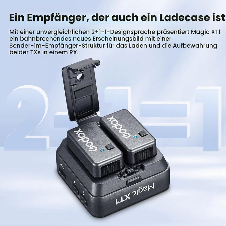Godox Magic XT1 kabelloses Lavalier-Mikrofon für Kamera, Android, iPhone 15, PC, 48 kHz/24-Bit-Audio