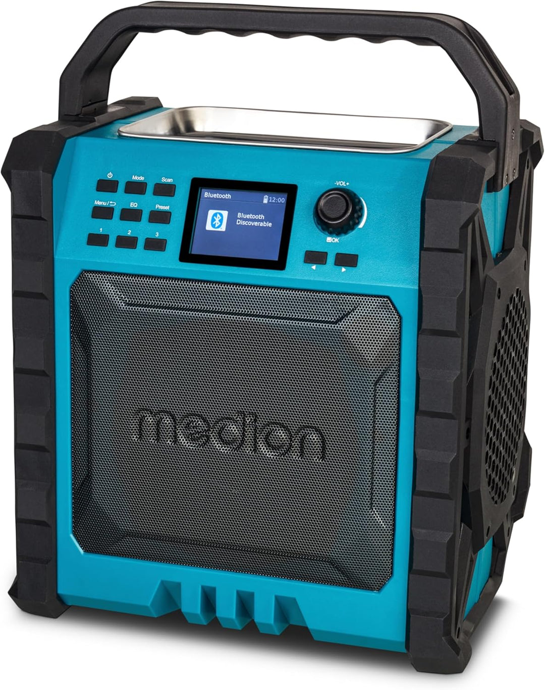 MEDION P66896 Baustellenradio (DAB Plus, DAB+/UKW, integrierter Akku, Farbdisplay, Bluetooth, Powerb