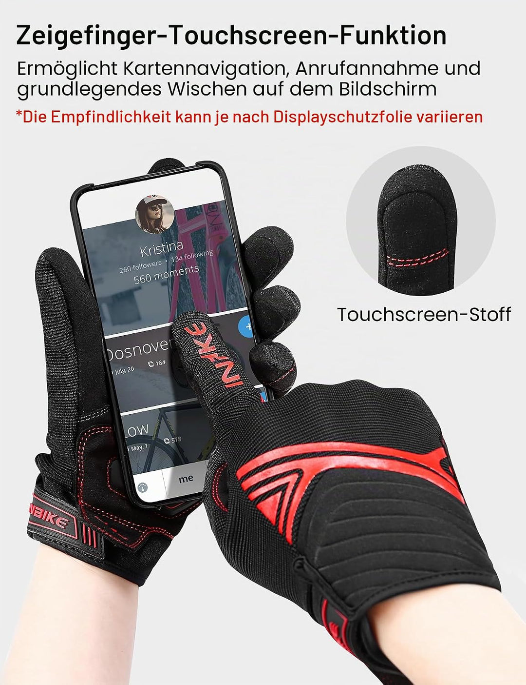 INBIKE Motorrad Handschuhe Motocross Sommer EUDE Foam Schutz Atmungsaktiv Touchscreen Motorradhandsc