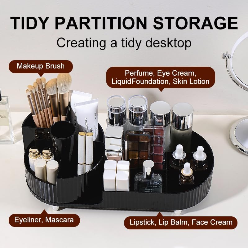 Make up Organizer 360° Drehbar, Grosser Bad Kosmetik Organizer mit Aufbewahrungsbox für Schminktisch