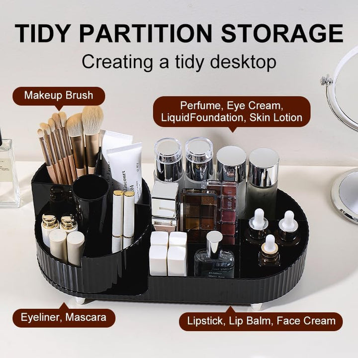Make up Organizer 360° Drehbar, Grosser Bad Kosmetik Organizer mit Aufbewahrungsbox für Schminktisch