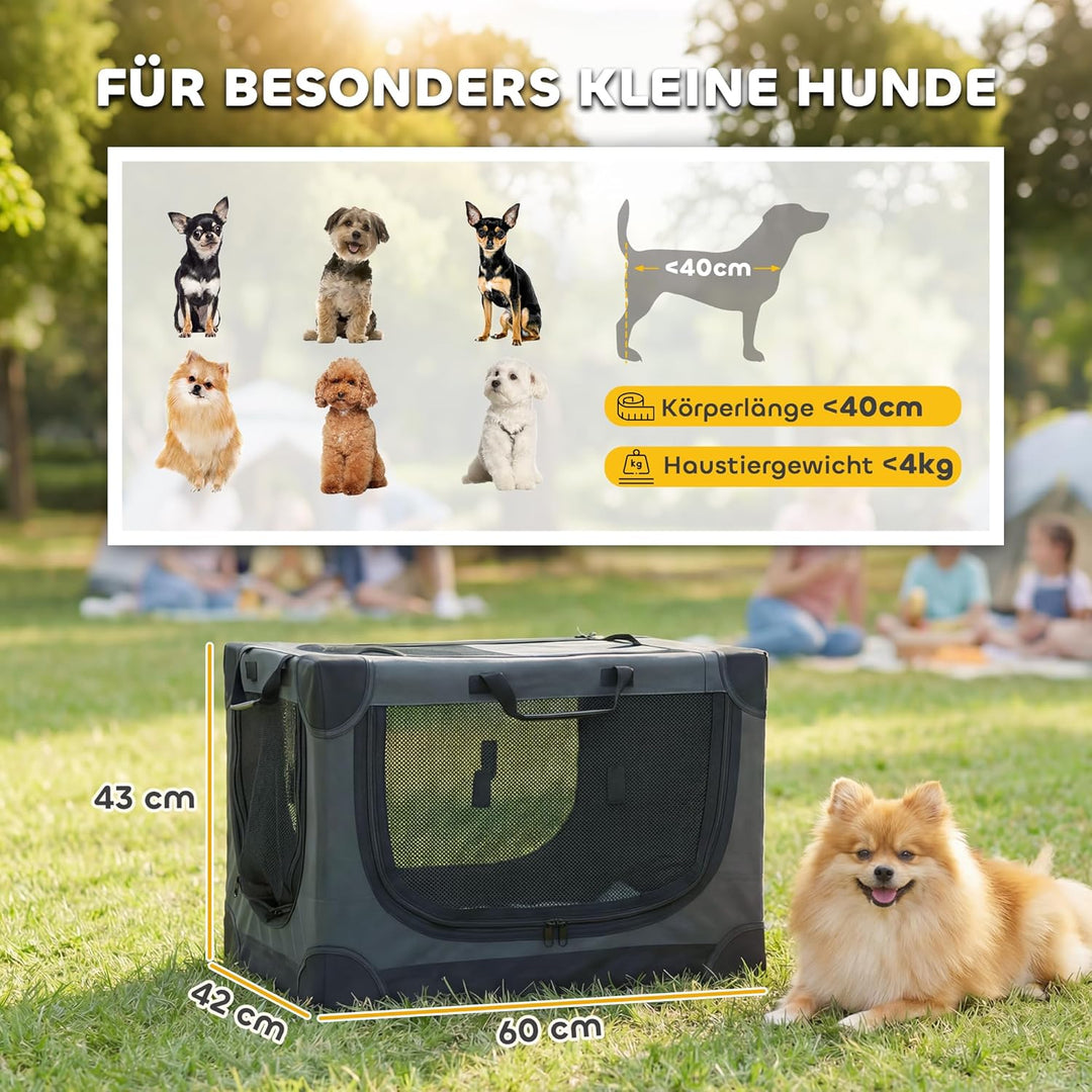 PawHut Hundebox faltbar 60x42x43cm Hundetransportbox mit Kissen abnehmbar waschbar Bezug atmungsakti