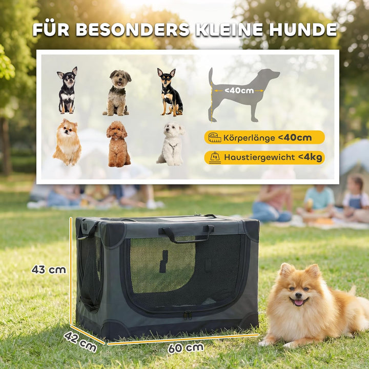 PawHut Hundebox faltbar 60x42x43cm Hundetransportbox mit Kissen abnehmbar waschbar Bezug atmungsakti