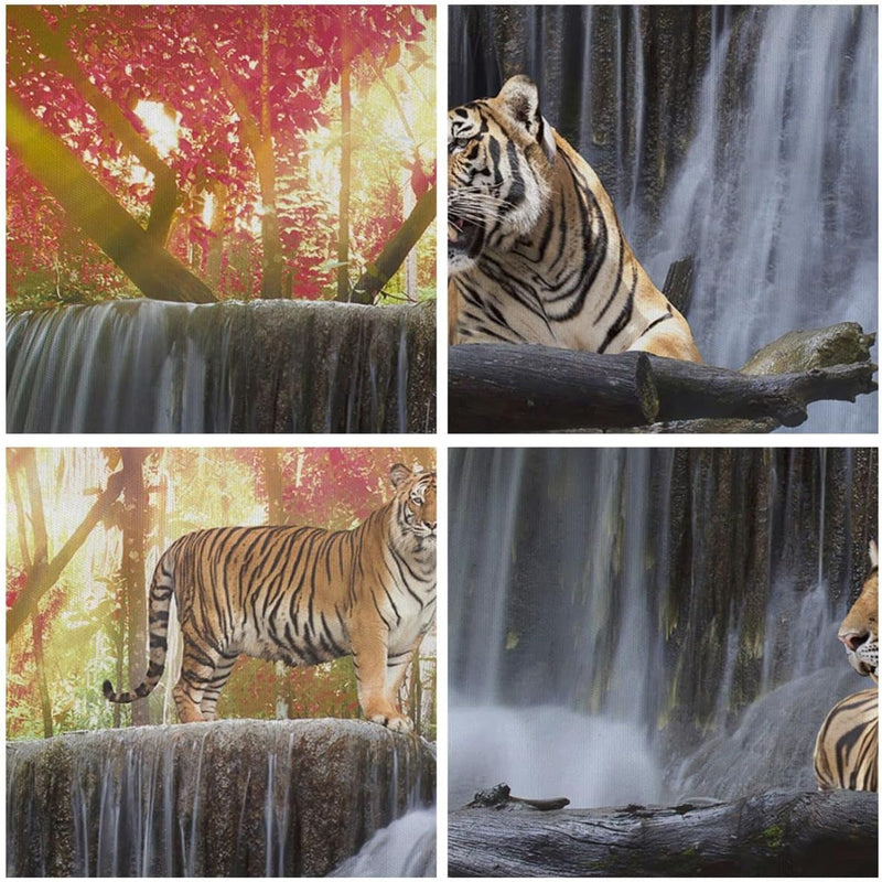 Bilder auf Leinwand 100x70cm Leinwandbild Tiger natur tier paradies Gross Wanddeko Bild Schlafzimmer