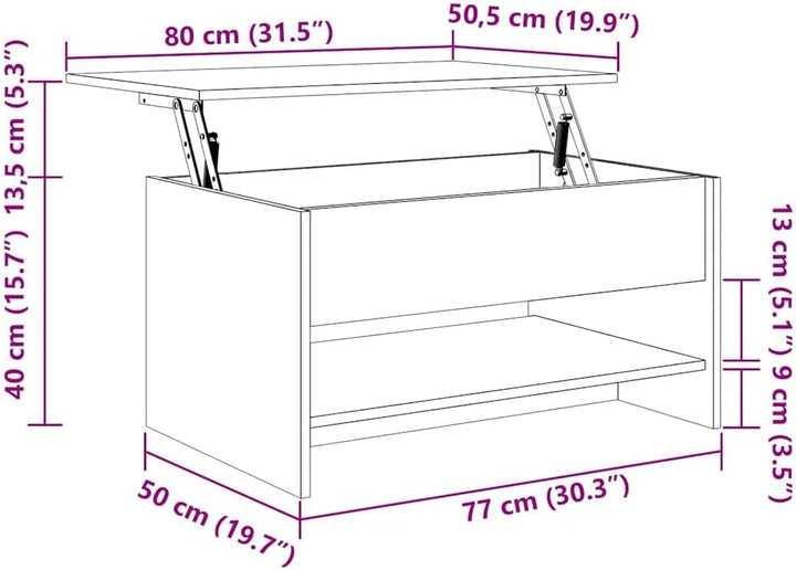 vidaXL Couchtisch Höhenverstellbar Kaffeetisch Beistelltisch Wohnzimmertisch Sofatisch mit Stauraum