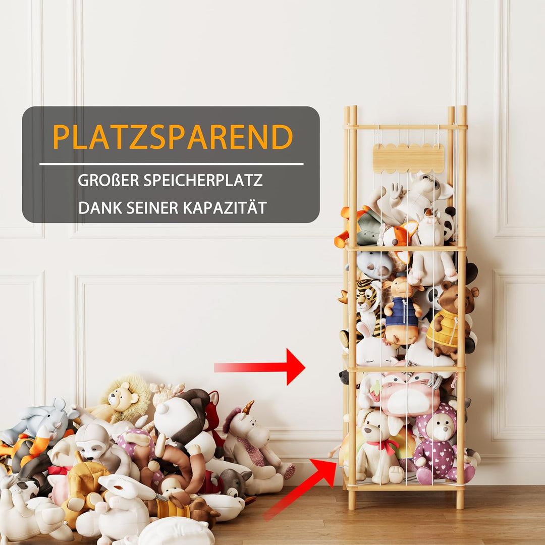 SpaceAid Stofftier Aufbewahrung Holz, Kuscheltier Zoo Organizer, Grosser Plüschtier Aufbewahrung Käf