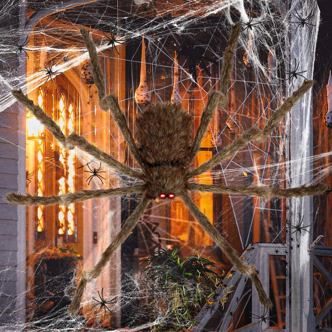 iZoeL XXL Halloween Deko 700cm Riesige Spinnennetz+ 200cm Graue Spinne +Spinnweben+ 30 Mini Spinne,
