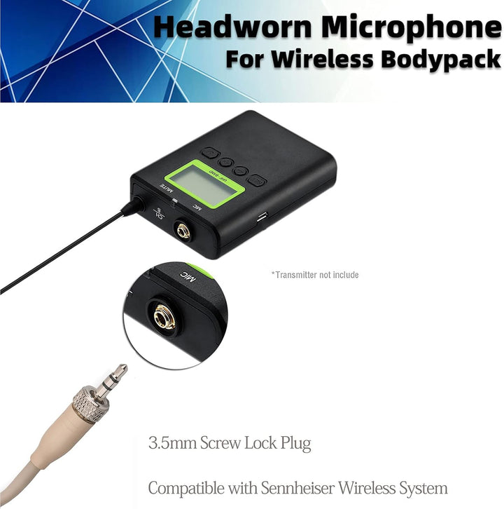 Sujeetec Headset Mikrofon Stirnband mic für Sennheiser kabellos Bodypack Transmitter Taschensender -