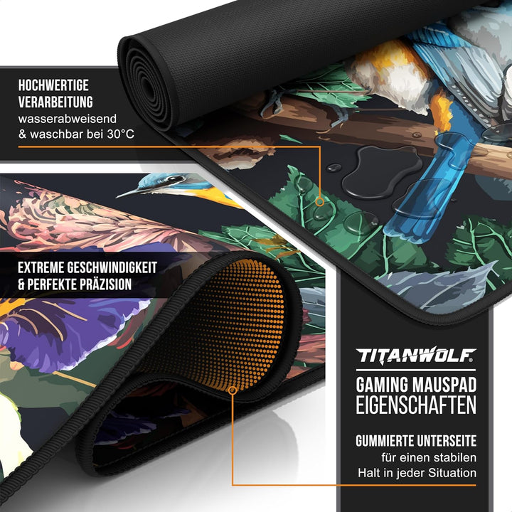 TITANWOLF - XXL Speed Gaming Mauspad 900 x 400mm - XXL Mousepad - Tischunterlage Large Size - verbes