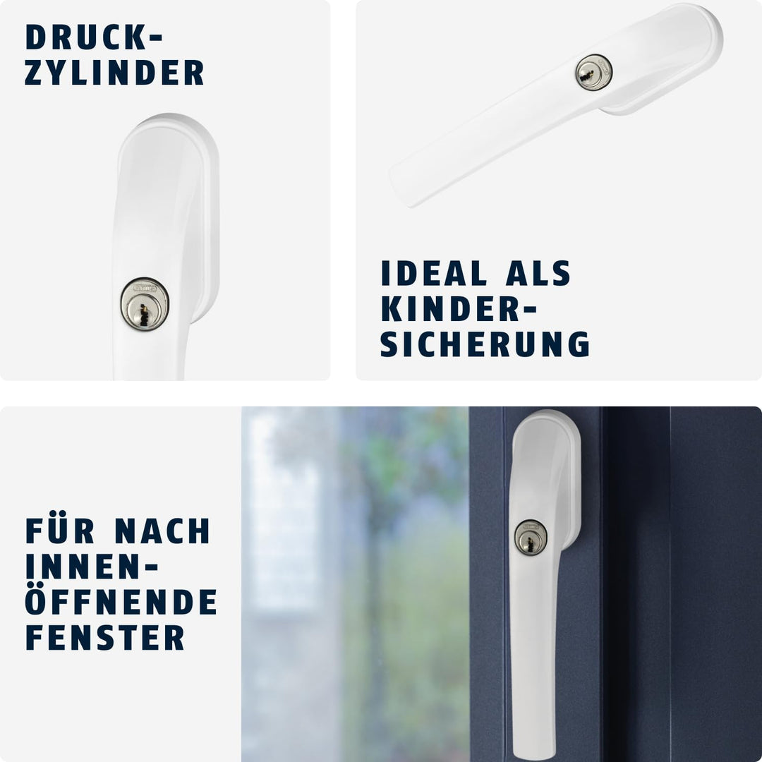 ABUS Abschliessbarer Fenstergriff FG300 AL0145 - Fensterknauf mit Druckzylinder, gleichschliessend -