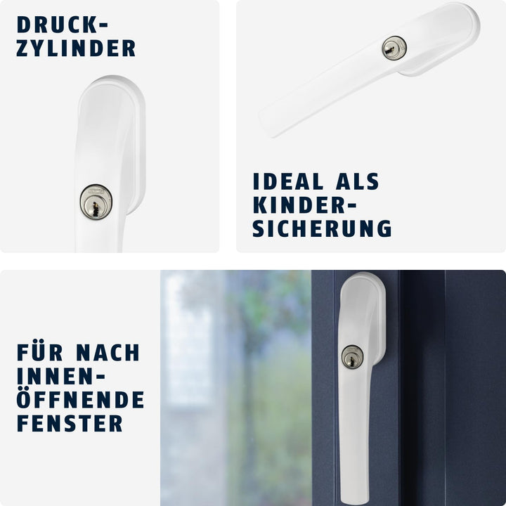 ABUS Abschliessbarer Fenstergriff FG300 AL0145 - Fensterknauf mit Druckzylinder, gleichschliessend -