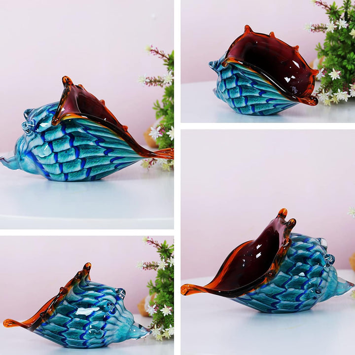 EUSTUMA Mundgeblasene Glasmuschelfiguren, Meerestier-Ornament für Heimdekoration, Meerestier-Kollekt
