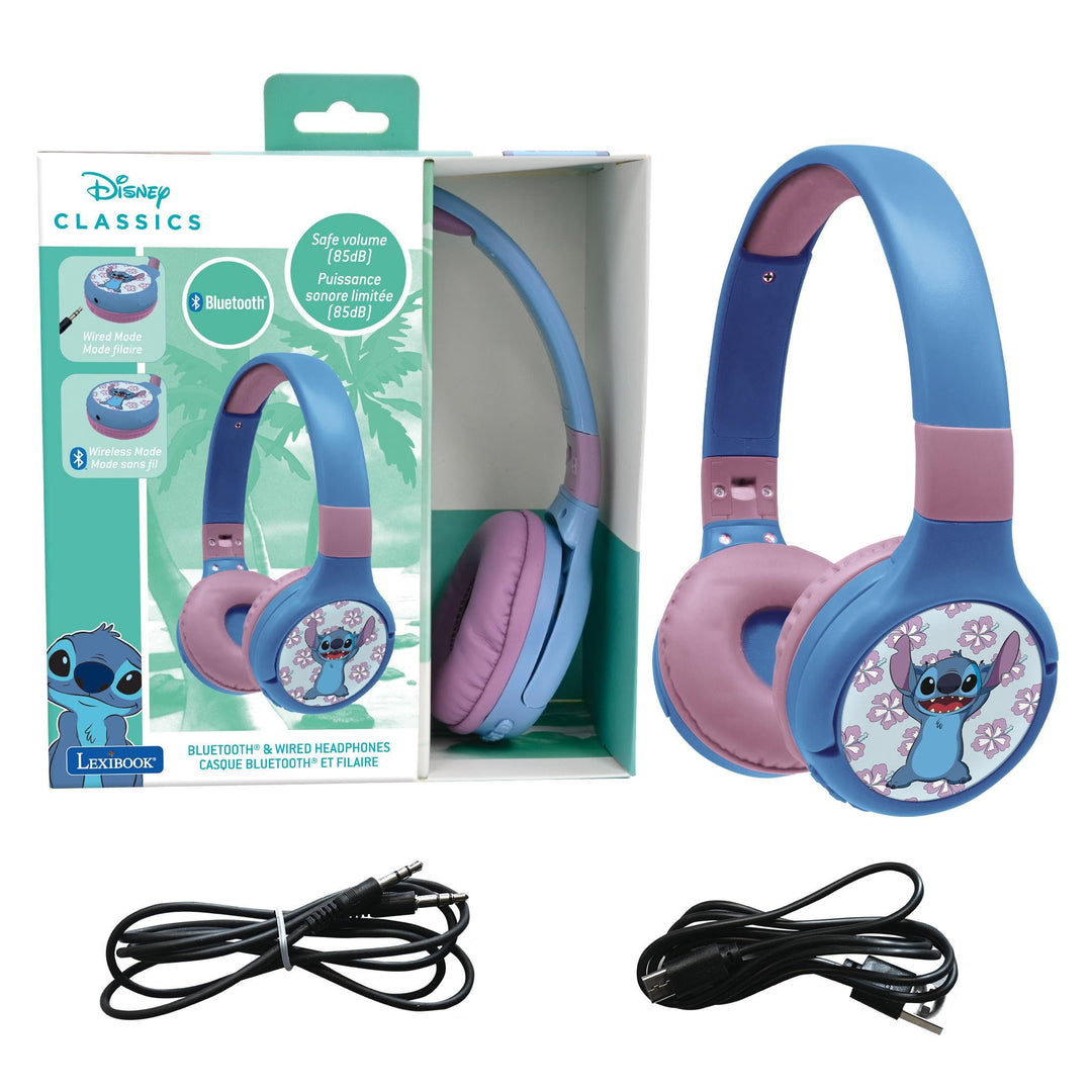 Lexibook - Disney Stitch - 2-in-1 Bluetooth- und kabelgebundene Kopfhörer mit Mikrofon und Steuerung