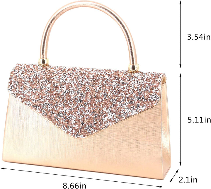 Naimo Damen Glitzer Strass-Steinen Abendtasche Top Griff Clutch Umhängetasche Handtasche für Hochzei