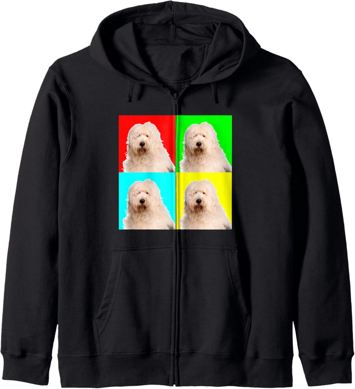 Pop Art Dog Old English Sheepdog Kapuzenjacke