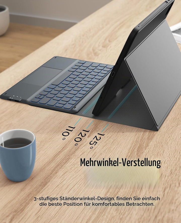 Earto Nur für iPad Pro 2024 Hülle mit Tastatur 11 Zoll, Multi Touch Trackpad, 19 mm Breites Tastenka