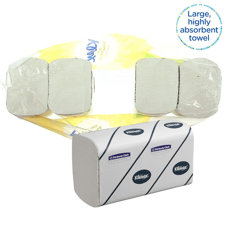 Kleenex Ultra Handtücher mit Interfold-Faltung 7979 – 1 x 5 Packungen mit je 124 weissen, 2-lagigen