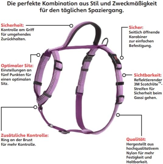 HALTI Walking Hundegeschirr – Mit weichem Neopren-gefüttertem Griff, 5 verstellbare Riemen und 3M-Re