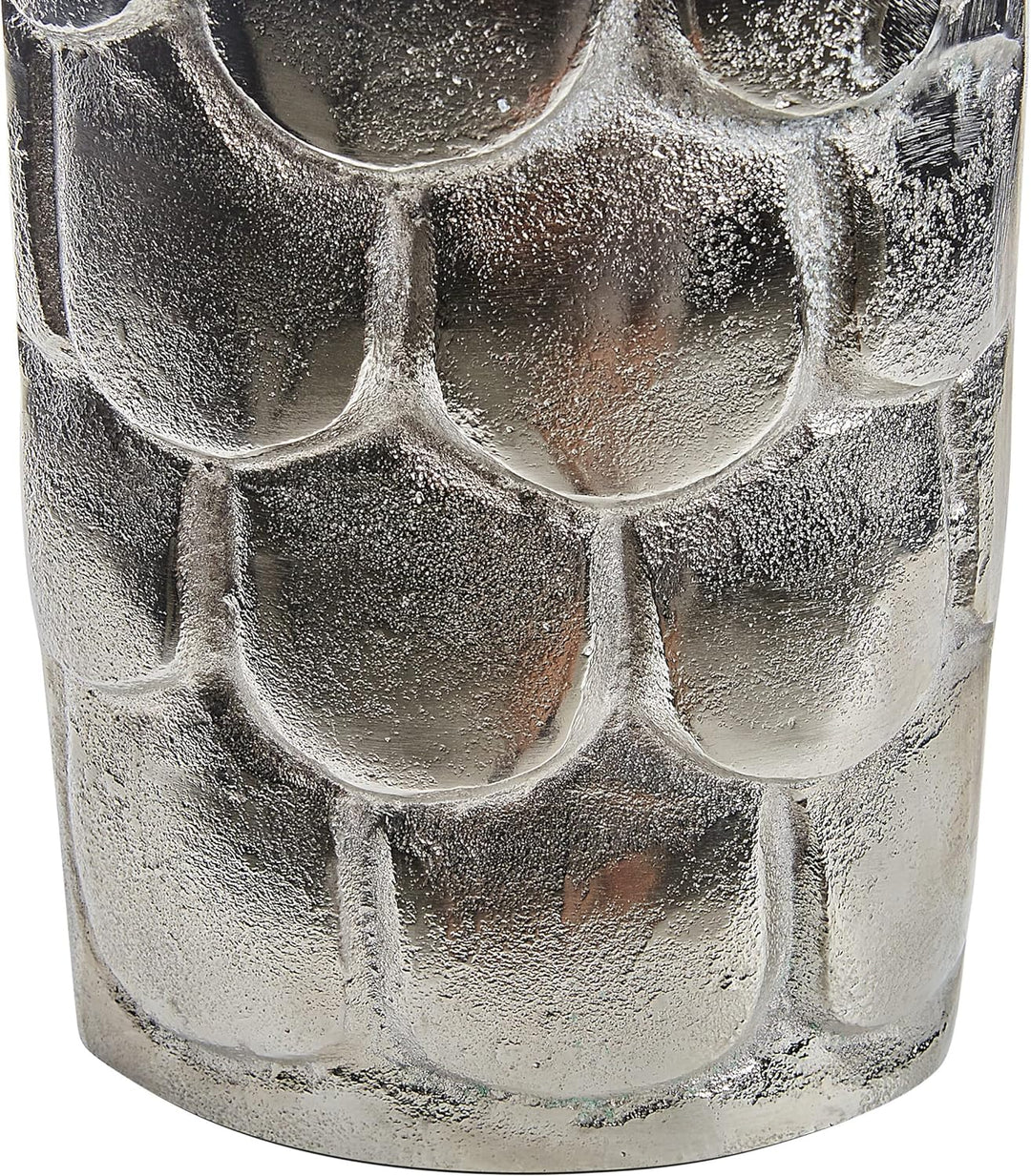 Blumenvase Aluminium silber mit Schuppen Struktur 47cm Handarbeit Deko Sukhothai