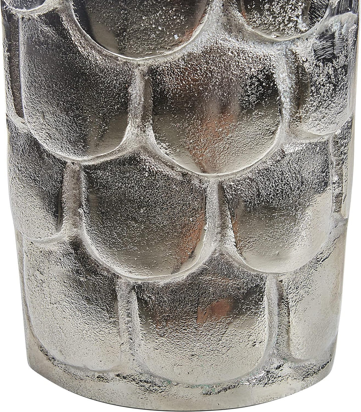 Blumenvase Aluminium silber mit Schuppen Struktur 47cm Handarbeit Deko Sukhothai