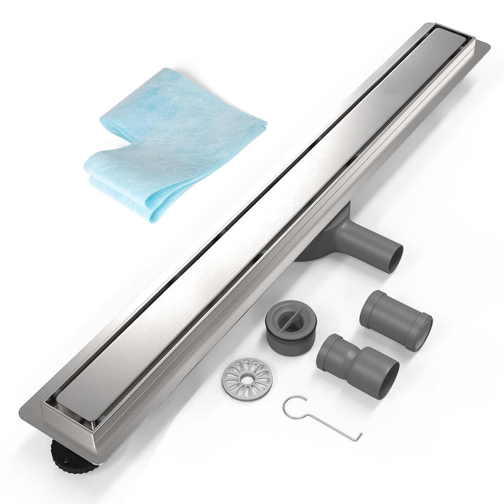 EFUTURETIME Duschrinne 80cm Edelstahl Bodenablauf Befliesbar mit Siphon L-80cm, L-80cm