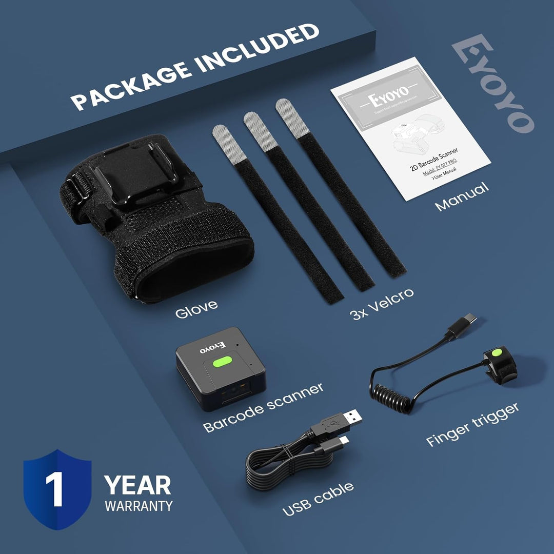 Eyoyo 2D Wearable Barcode Scanner: Schnelles Scannen mit grosser Reichweite, rechter und linker Hand