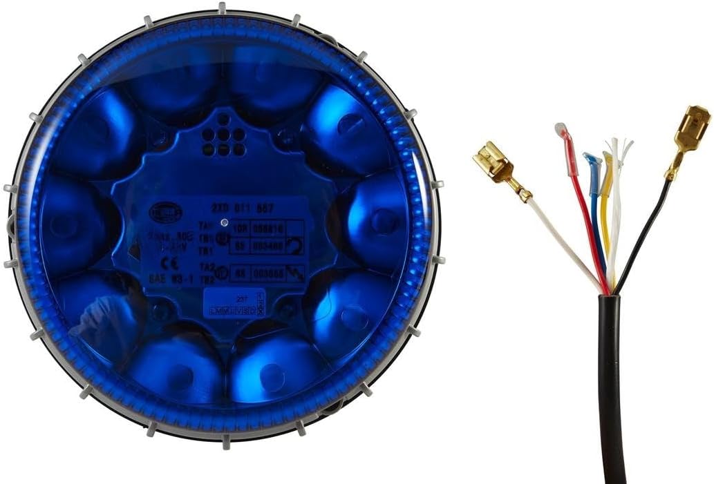 HELLA - LED-Blitz-Kennleuchte - K-LED 2.0 F - 12/24V - blau - Anbau - Kabel: 1450mm - Stecker: offen
