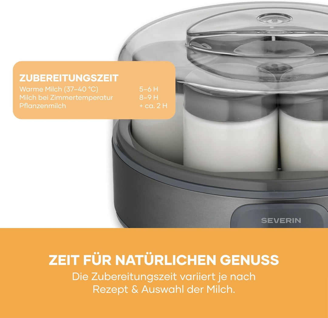 Severin Joghurtbereiter, griechischer Art, inkl. 7 Joghurtgläser á 150ml für 1L selbstgemachten Jogh