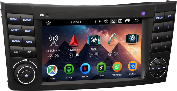 Erisin 8-Kern 4GB RAM 64GB ROM 7 Zoll 2 Din Android 14 Autoradio Bluetooth für Mercedes Benz E Klass