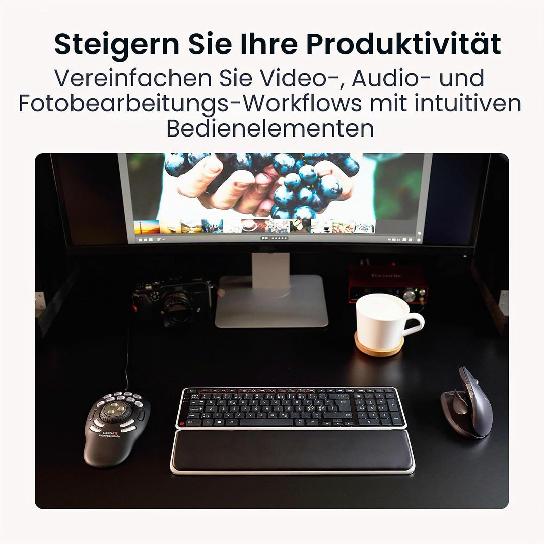 Contour Multimedia Controller PRO v2 | Ergonomisches Jog Wheel für Video/Musik/Bildbearbeitung | USB