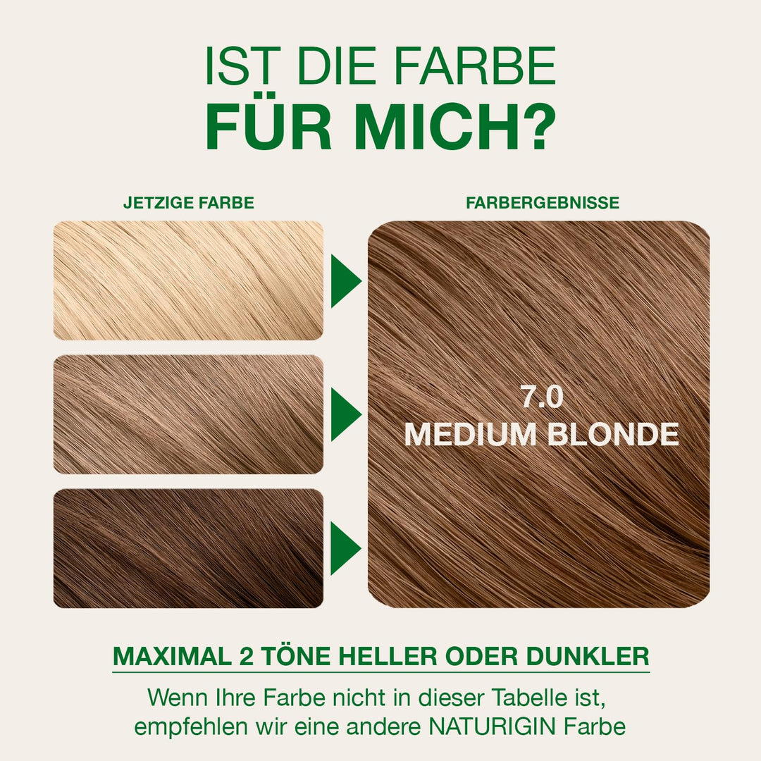 Natürliches Mittelblond 7.0 permanente Haarfabe mit natürlichen Inhaltsstoffen - Ohne Ammoniak Natur
