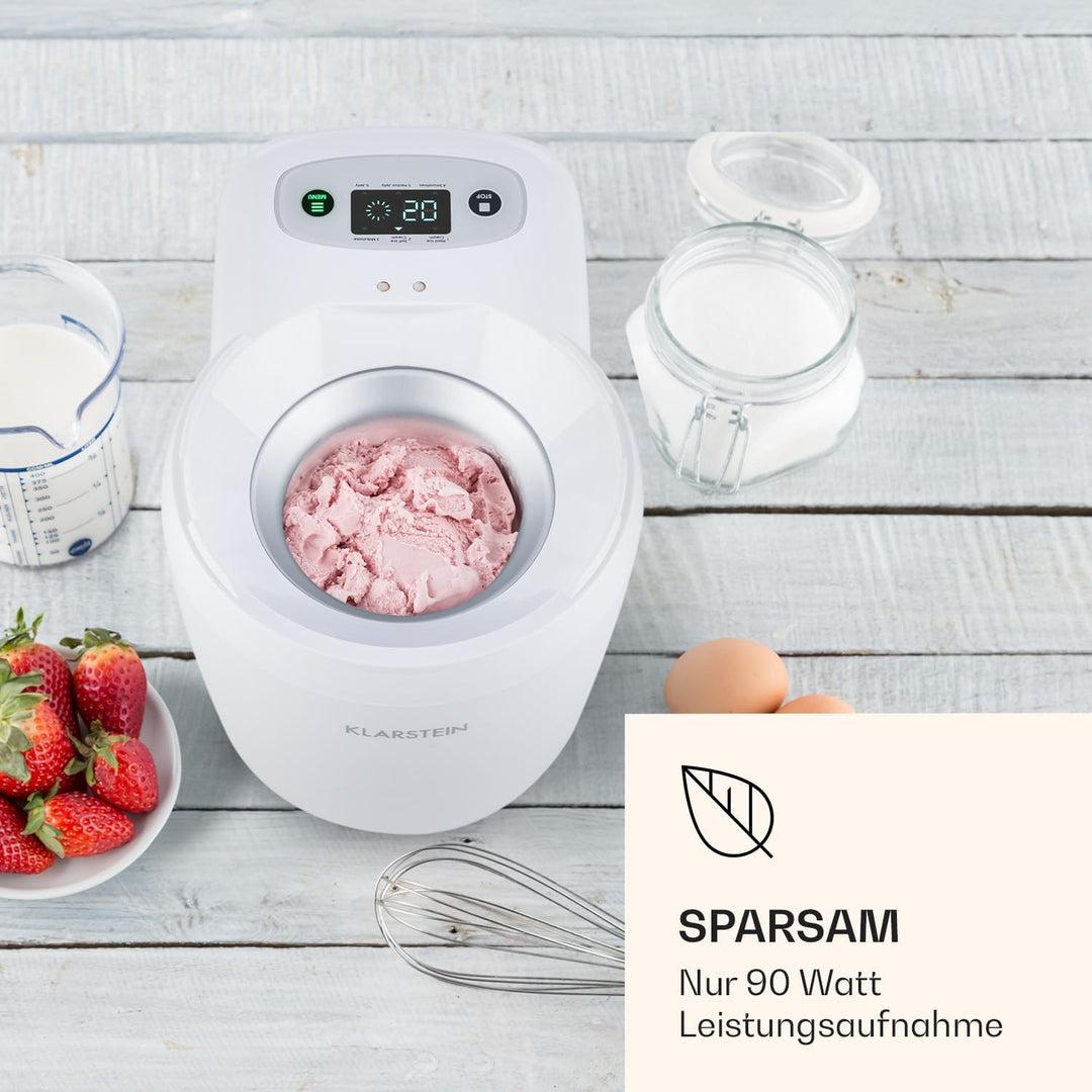 Klarstein Schneeflöckchen - Eiscremebereiter, Eismaschine, Speiseeismaschine, thermoelektrisches Küh