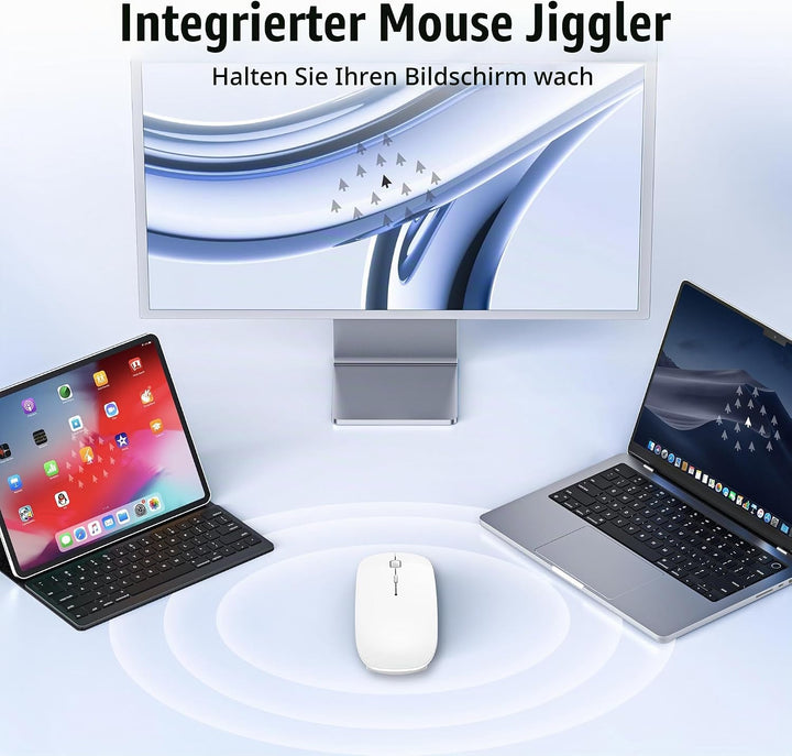 Mouse Wireless Bluetooth 5.2/3.0 e ricevitore USB-A/tipo C 2 in 1, Mouse silenzioso Con modalità jig
