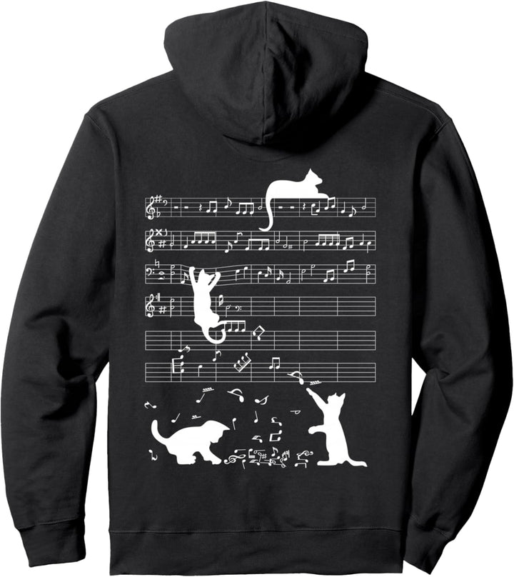 Niedliche Katze Kätzchen Musiknote Notenschlüssel Musiker Pullover Hoodie