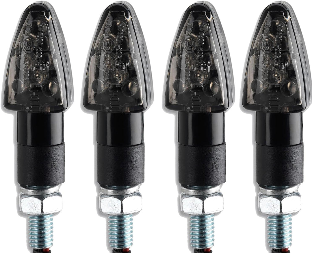 Germany Motorsports LED Motorrad Mini Blinker Wizzard Schwarz kurz universal 12V e-geprüft vorn hint