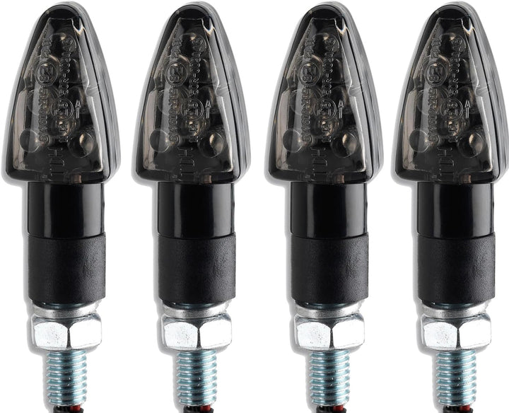 Germany Motorsports LED Motorrad Mini Blinker Wizzard Schwarz kurz universal 12V e-geprüft vorn hint