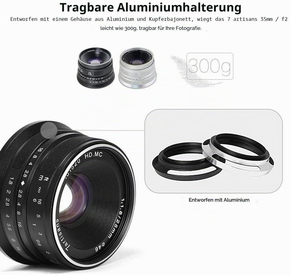 7artisans 25 mm F1.8 APS-C Weitwinkel-Objektiv für Nikon Z-Mount Kompaktkameras spiegellose Kameras