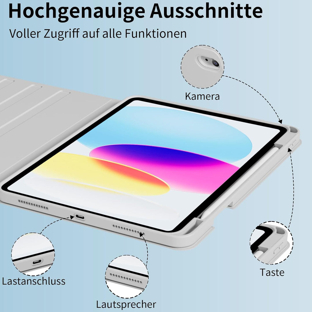 für iPad 11/10. Generation Hülle mit Tastatur, Magnetische Kabellose Abnehmbare Tastatur, Dünn und l