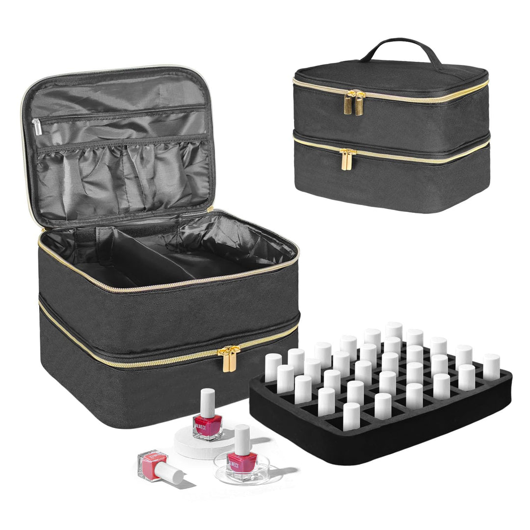Nagellack Organizer Tasche, Doppelschicht Nagellack Aufbewahrung Box, Organizer Koffer für Nageldesi