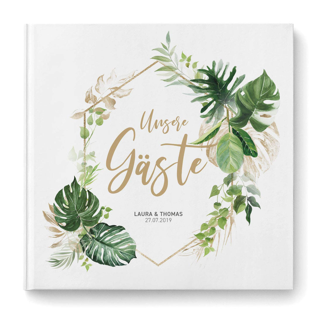 DeinWeddingshop Gästebuch Hochzeit - personalisiert - Hochzeitsgästebuch, Hardcover 21x21 cm (Inhalt
