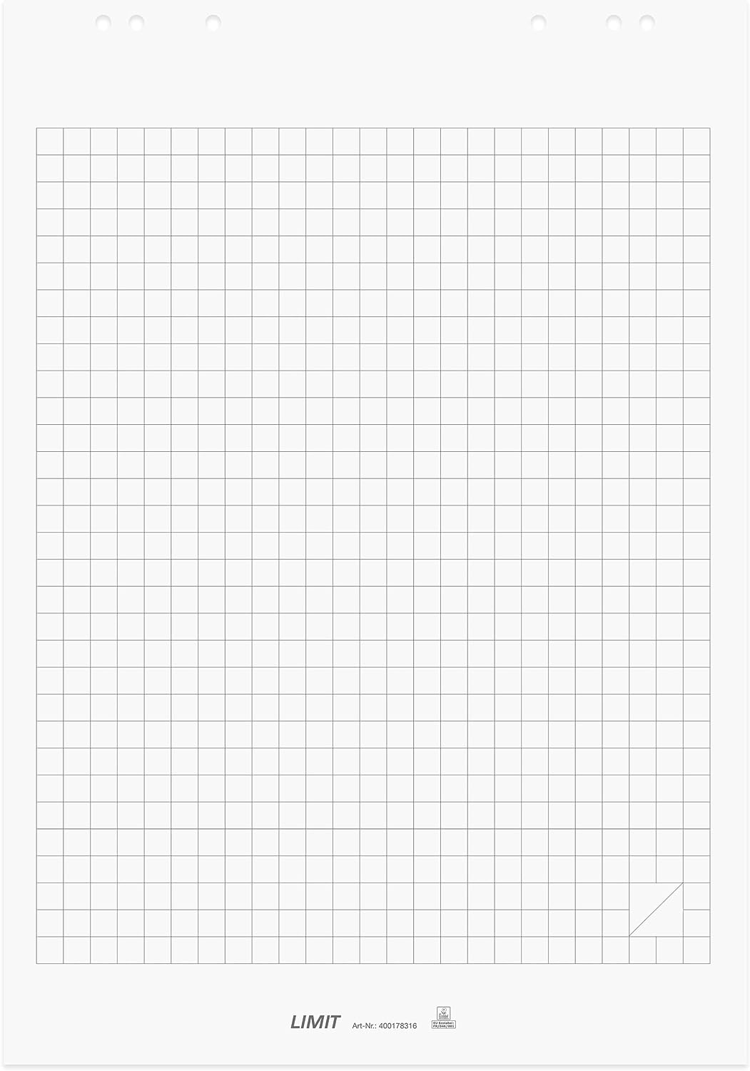 Limit Flipchart Papier, kariert, 20 Blatt je Block, 70 g/m², 5 Stück, Weiss